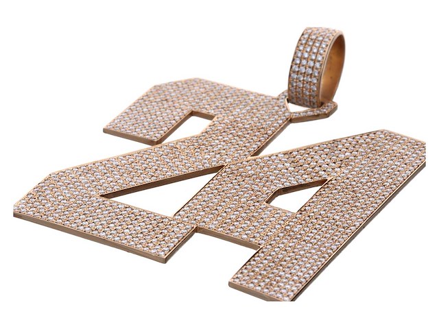 14 karaats roodgouden hanger met pave bezet met diamant - afbeelding 2 van  8