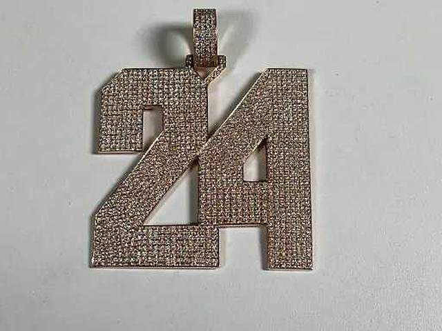 14 karaats roodgouden hanger met pave bezet met diamant - afbeelding 4 van  8