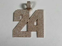 14 karaats roodgouden hanger met pave bezet met diamant - afbeelding 4 van  8