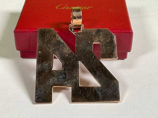 14 karaats roodgouden hanger met pave bezet met diamant - afbeelding 6 van  8