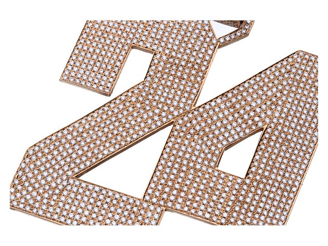 14 karaats roodgouden hanger met pave bezet met diamant - afbeelding 8 van  8