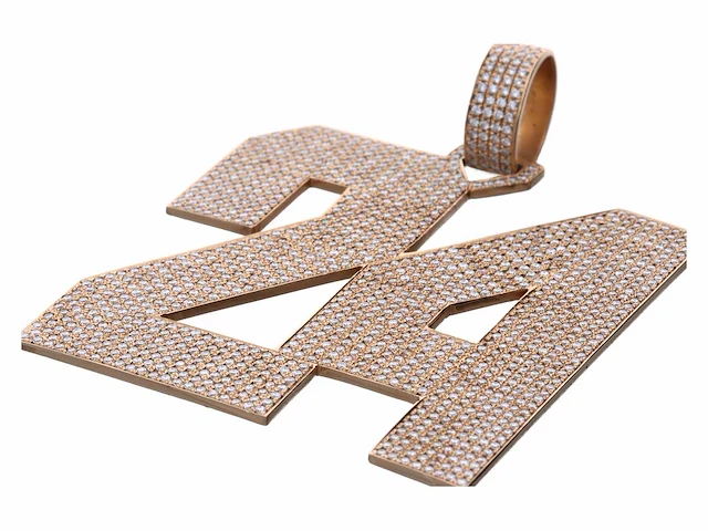 14 karaats roodgouden hanger met pave bezet met diamant - afbeelding 2 van  8