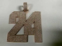 14 karaats roodgouden hanger met pave bezet met diamant - afbeelding 3 van  8