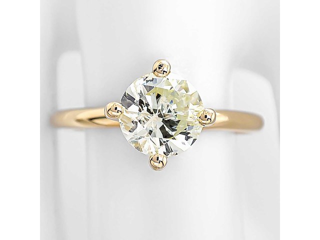 14 krt geel gouden ring met natuurlijke diamant 1,01 crt - afbeelding 3 van  6