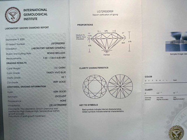 14 krt gouden ring met prachtige blauwe diamant 1,51 crt - afbeelding 5 van  11
