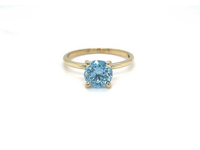14 krt gouden ring met prachtige blauwe diamant 1,51 crt - afbeelding 7 van  11