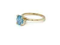 14 krt gouden ring met prachtige blauwe diamant 1,51 crt