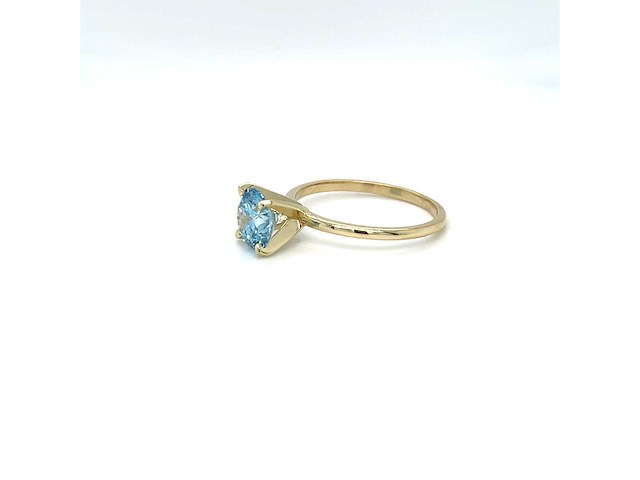 14 krt gouden ring met prachtige blauwe diamant 1,51 crt - afbeelding 10 van  11