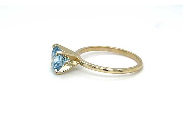 14 krt gouden ring met prachtige blauwe diamant 1,51 crt - afbeelding 2 van  6