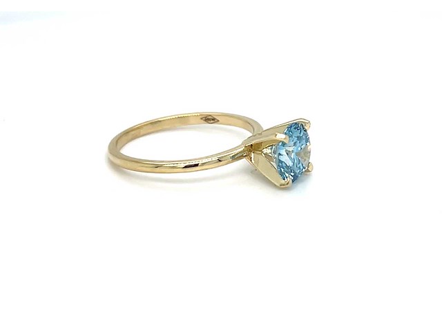 14 krt gouden ring met prachtige blauwe diamant 1,51 crt - afbeelding 4 van  6