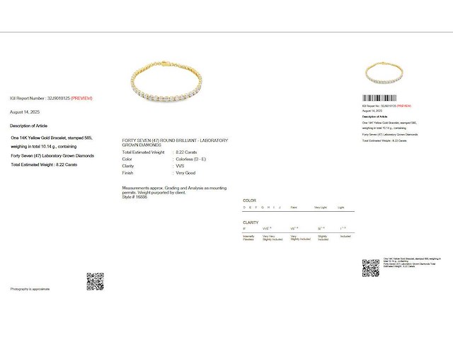 14 krt gouden tennis armband met diamant 8,22 crt - afbeelding 2 van  6