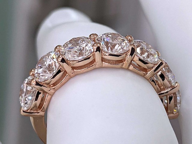 14 krt. rose gouden ring met diamant 3,41 crt. - afbeelding 6 van  8