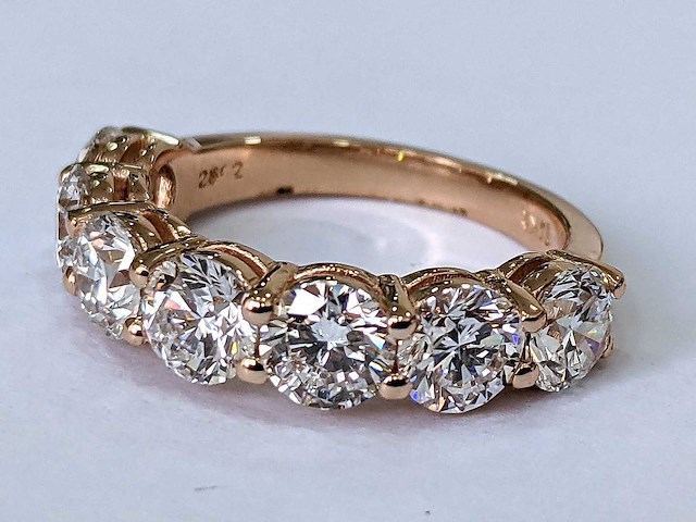 14 krt. rose gouden ring met diamant 3,41 crt. - afbeelding 8 van  8