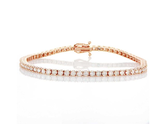 14 krt rose gouden tennis armband met natuurlijke diamant 3,41 crt - afbeelding 1 van  6