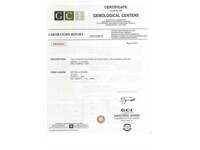 14 krt. wit gouden ring met diamant 1,51 crt. naturel - afbeelding 3 van  10