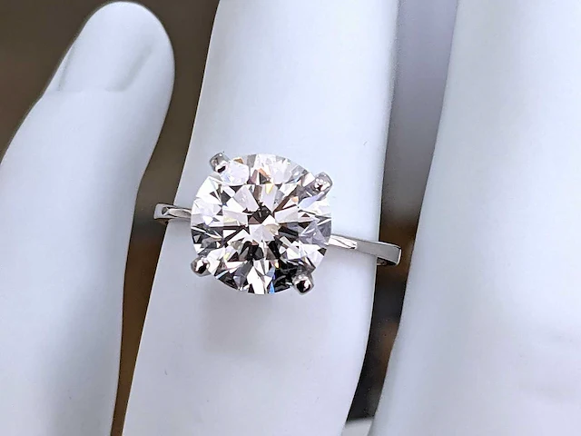 14 krt wit gouden ring met diamant 3,00 crt - afbeelding 4 van  7