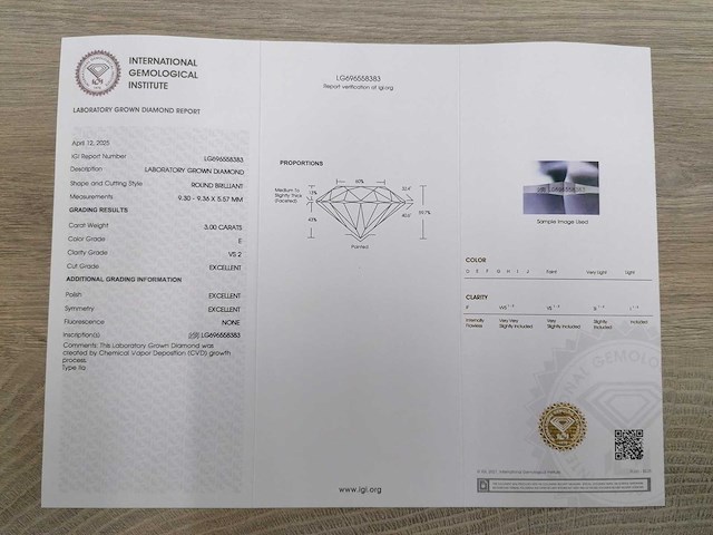 14 krt. wit gouden ring met diamant 3,00 krt. - afbeelding 3 van  10