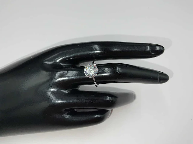 14 krt. wit gouden ring met diamant 3,00 krt. - afbeelding 5 van  10