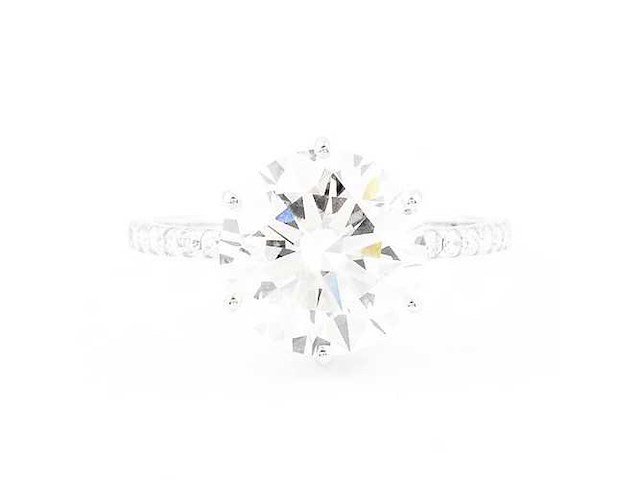 14 krt. wit gouden ring met diamant 4,04 crt. - afbeelding 6 van  9