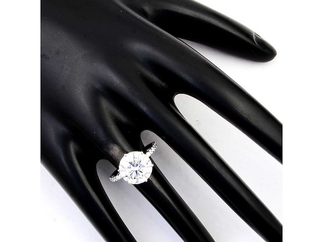 14 krt. wit gouden ring met diamant 4,04 crt. - afbeelding 7 van  9