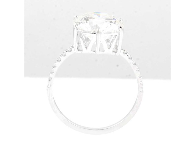 14 krt. wit gouden ring met diamant 4,04 crt. - afbeelding 6 van  9