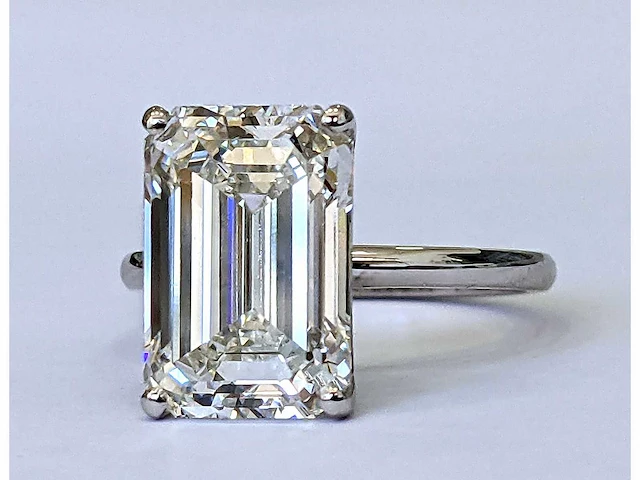 14 krt wit gouden ring met diamant 5,05 crt - afbeelding 1 van  6