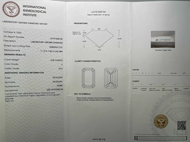 14 krt wit gouden ring met diamant 5,05 crt - afbeelding 2 van  6