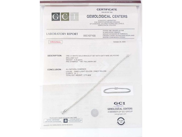 14 krt wit gouden tennis armband met natuurlijke diamant 3,70 crt - afbeelding 3 van  9