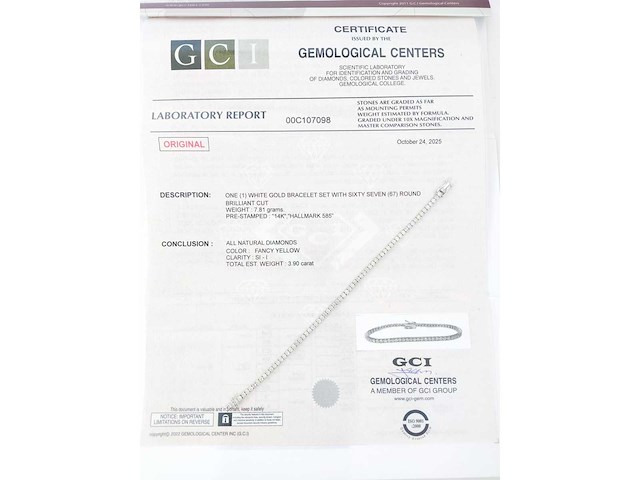 14 krt wit gouden tennis armband met natuurlijke diamant 3,90 crt - afbeelding 2 van  7