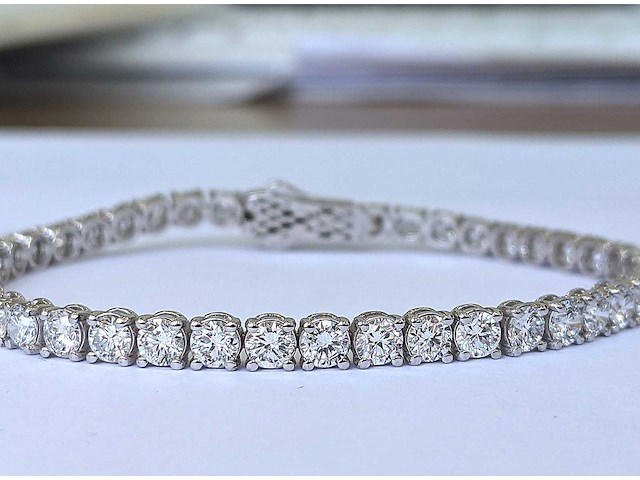 14 krt. witgouden armband met 48 diamanten met totaal 8,16 crt. diamant - afbeelding 5 van  7