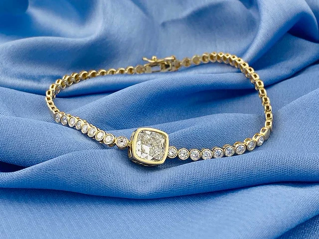 14 kt geelgouden armband met 2,93 cts laboratoriumgekweekte diamant - afbeelding 4 van  9