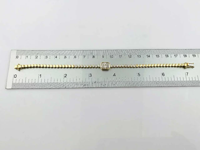 14 kt geelgouden armband met 2,93 cts laboratoriumgekweekte diamant - afbeelding 8 van  8