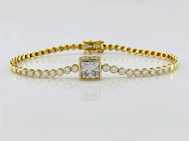 14 kt geelgouden armband met 3,0 cts laboratoriumgekweekte diamant - afbeelding 1 van  9