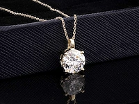 14 kt geelgouden ketting met hanger en 3,0 cts, labgekweekte diamant - afbeelding 2 van  8