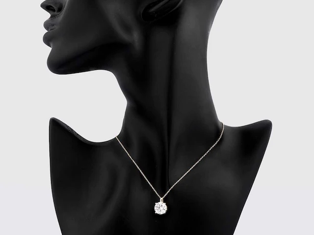 14 kt geelgouden ketting met hanger en 3,0 cts, labgekweekte diamant - afbeelding 6 van  8