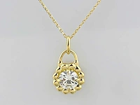 14 kt geelgouden ketting met hanger en laboratoriumgekweekte diamant