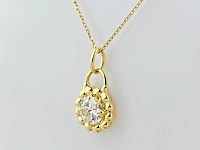 14 kt geelgouden ketting met hanger en laboratoriumgekweekte diamant - afbeelding 2 van  9