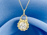 14 kt geelgouden ketting met hanger en laboratoriumgekweekte diamant - afbeelding 4 van  9