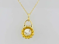 14 kt geelgouden ketting met hanger en laboratoriumgekweekte diamant - afbeelding 7 van  9