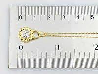 14 kt geelgouden ketting met hanger en laboratoriumgekweekte diamant - afbeelding 8 van  9