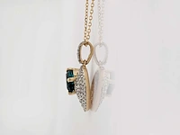 14 kt geelgouden ketting met hanger van 1,28 cts natuurlijke diamant en topaas - afbeelding 4 van  7