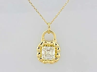 14 kt geelgouden ketting met hanger van 2,07 cts laboratoriumgekweekte diamant