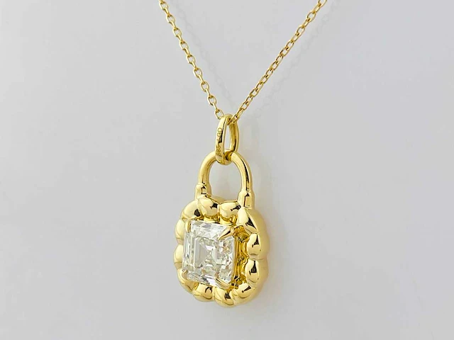 14 kt geelgouden ketting met hanger van 2,07 cts laboratoriumgekweekte diamant - afbeelding 2 van  9