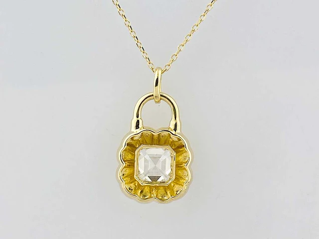 14 kt geelgouden ketting met hanger van 2,07 cts laboratoriumgekweekte diamant - afbeelding 6 van  9