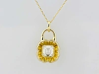 14 kt geelgouden ketting met hanger van 2,07 cts laboratoriumgekweekte diamant - afbeelding 6 van  9