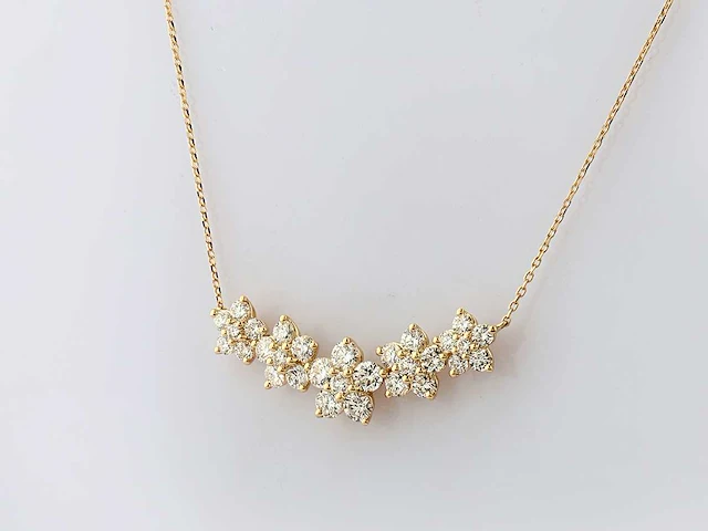 14 kt geelgouden ketting met hanger van 2,78 cts laboratoriumgekweekte diamant - afbeelding 1 van  7