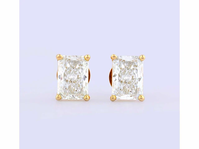 14 kt geelgouden oorbel met 4,15 cts laboratoriumgekweekte diamant - afbeelding 2 van  5