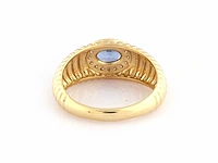 14 kt geelgouden ring met 0,70 cts natuurlijke diamant en blauwe saffier - afbeelding 2 van  10
