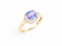 14 kt geelgouden ring met 1,74 cts natuurlijke diamant en tanzaniet - afbeelding 3 van  10