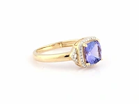 14 kt geelgouden ring met 1,74 cts natuurlijke diamant en tanzaniet - afbeelding 7 van  10
